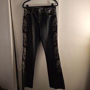 Magnet Women's Embellished Blue Flared Jeans